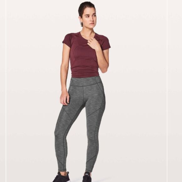 Lululemon Rain-On Train-On Tights Heathered Grey Size 4 - Picture 2 of 5